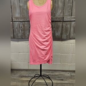 Leith Ruched Body-Con Tank Dress Women's XL Mini Dress Tulip Hem Pink Lemonade